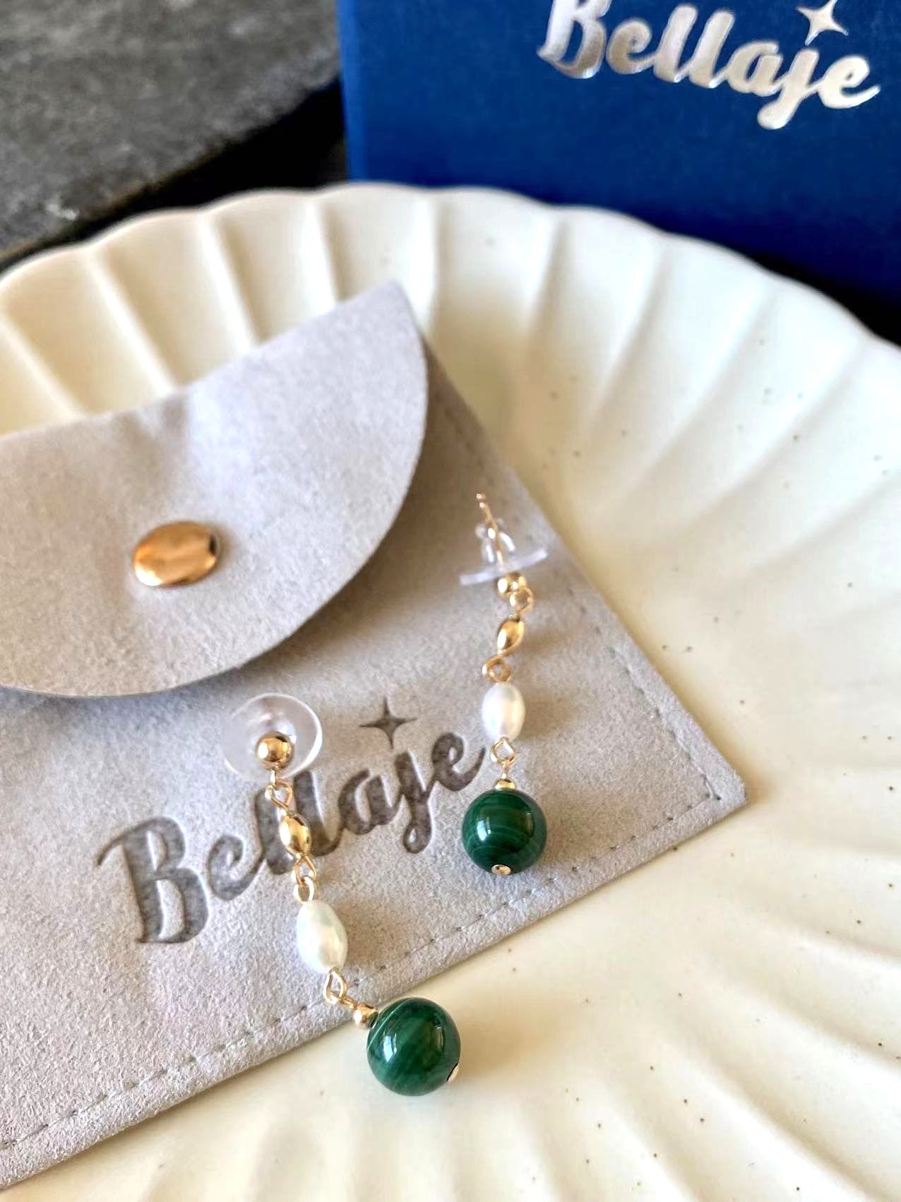 Malachite - Malachite and Freshwater Pearl 14K Gold-Filled Earrings