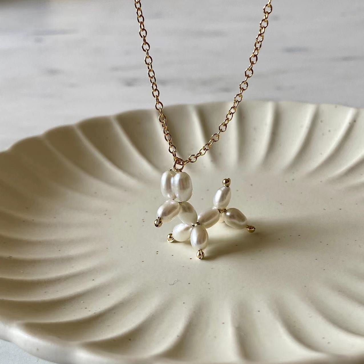 Balloon Dog - Balloon Dog Natural Pearl 14K Gold Filled Necklace