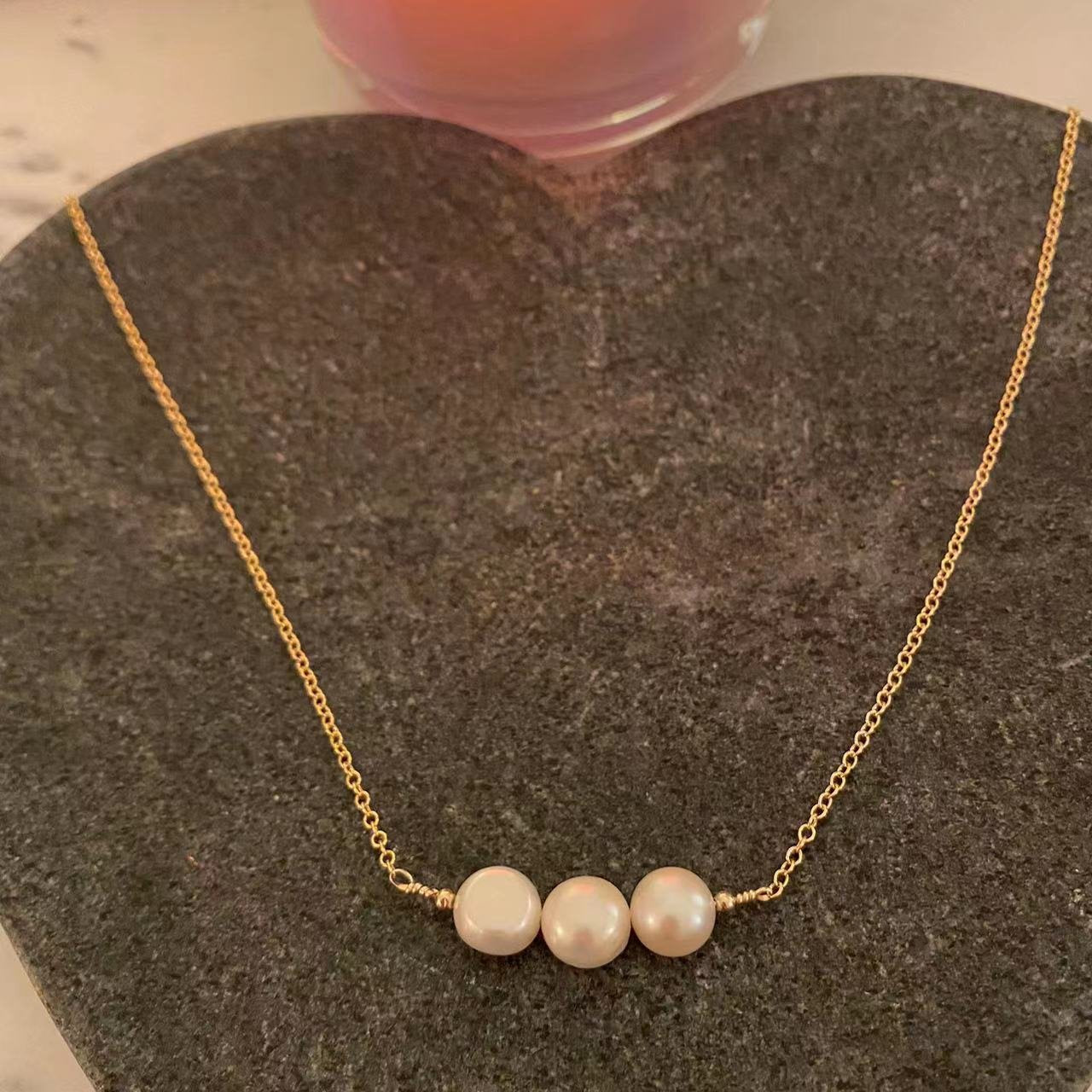 Romance - Cultured Cream Pearl Gold Filled Necklace