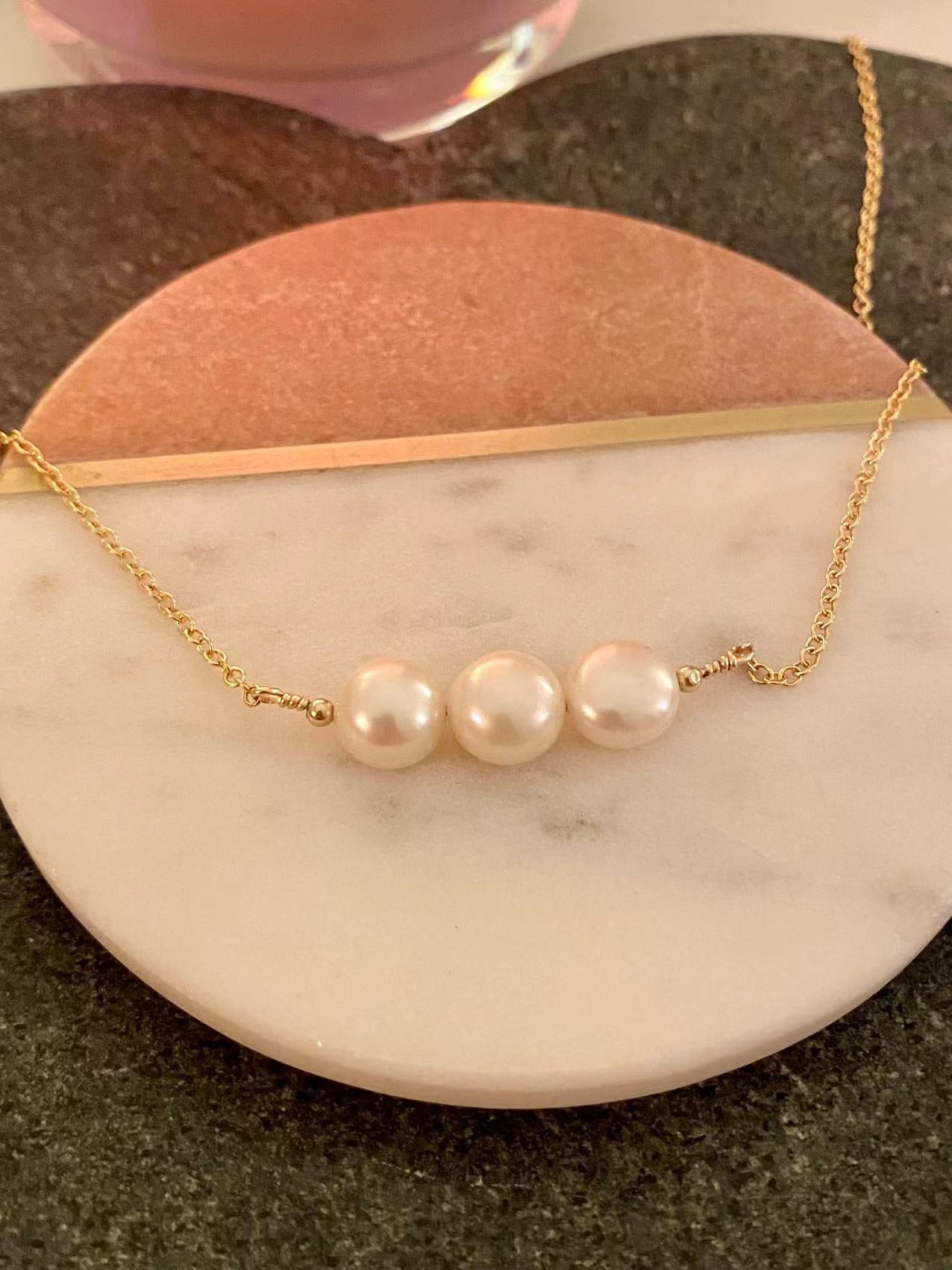 Romance - Cultured Cream Pearl Gold Filled Necklace