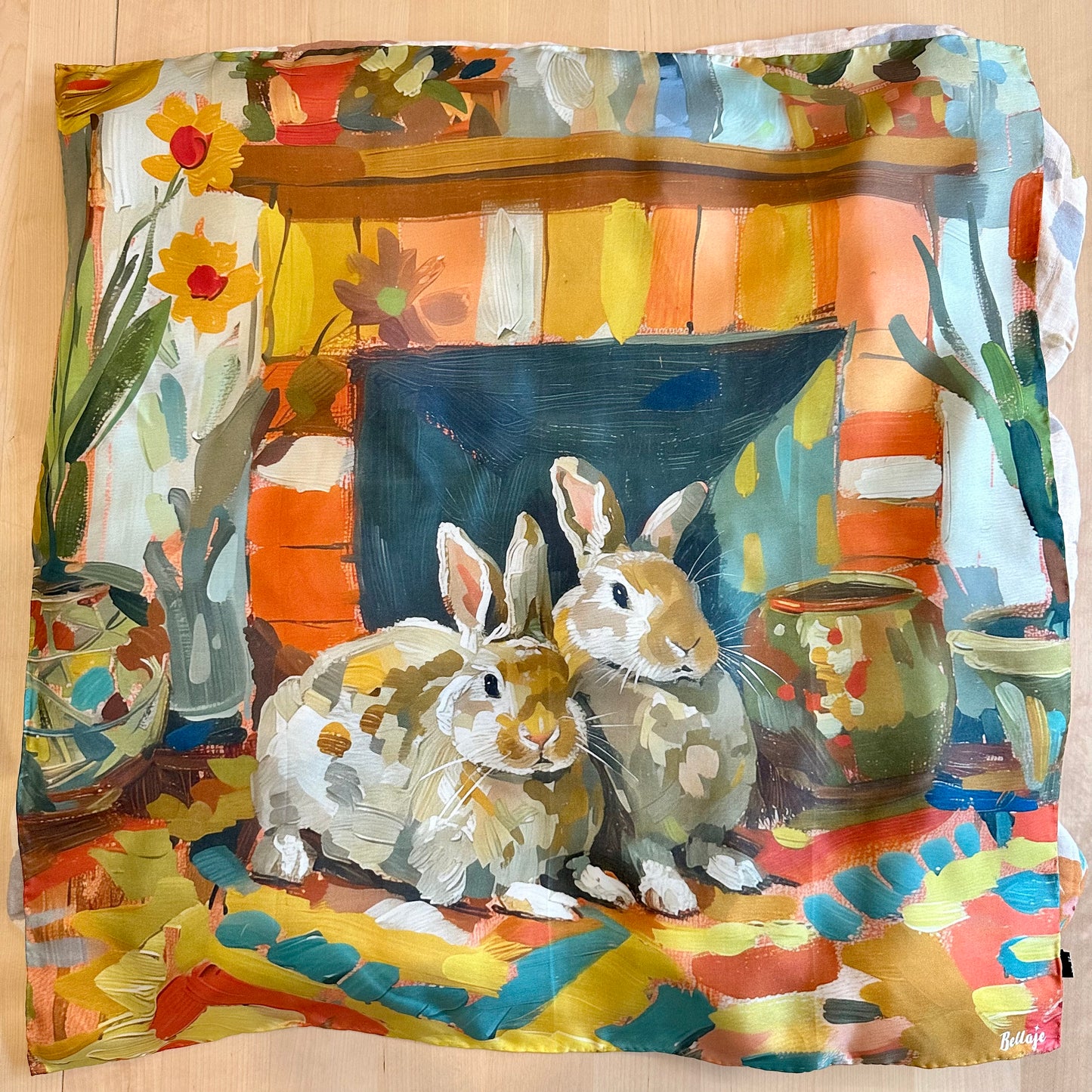 27" Square Scarf - Rabbits