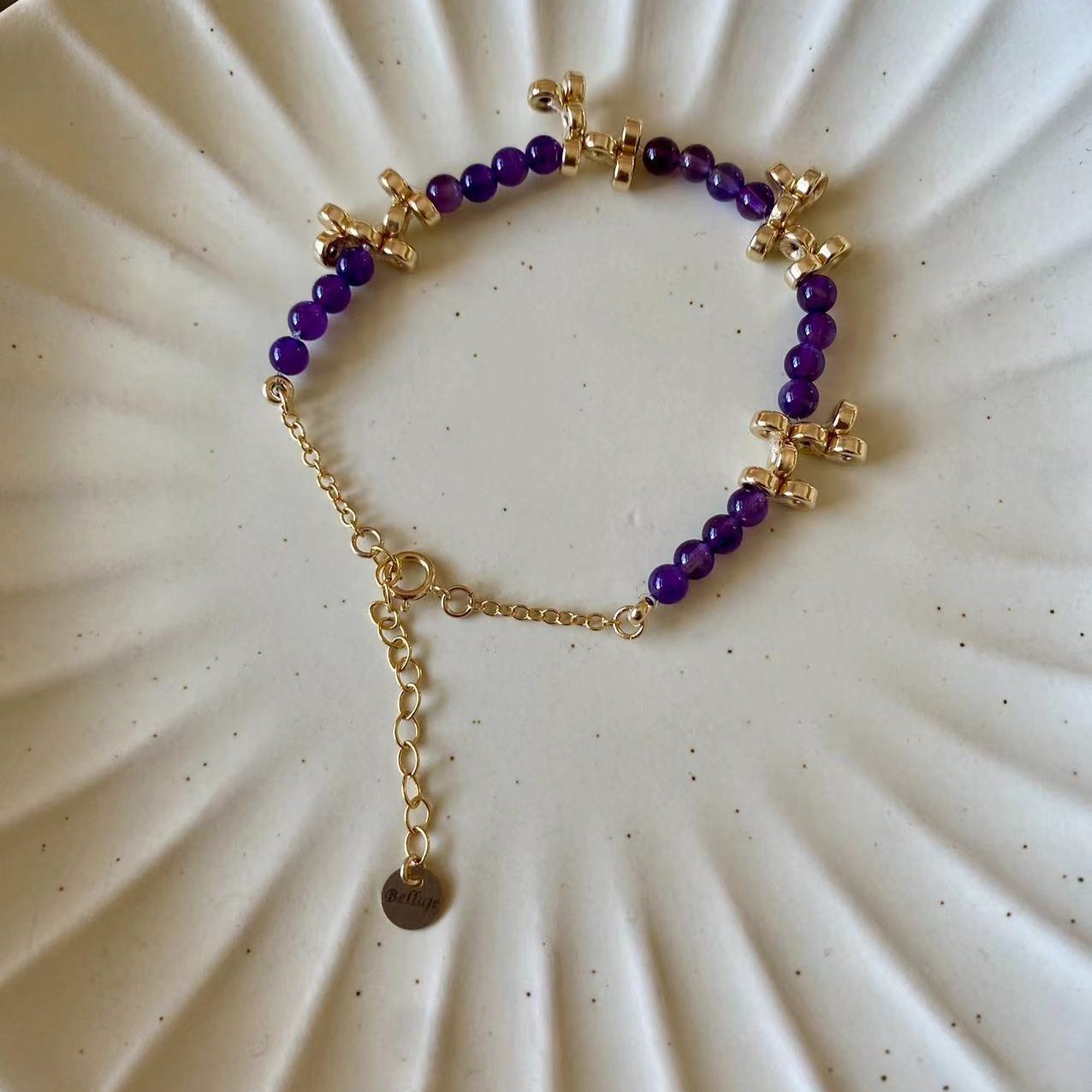 Balloon Dog - Gold Filled Balloon Dog Amethyst Beaded Bracelet