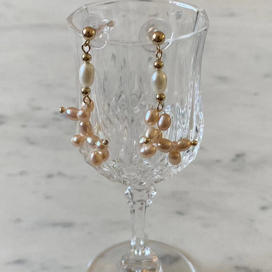 Balloon Dog - Balloon Dog Champagne Freshwater Pearl Gold Filled Earrings