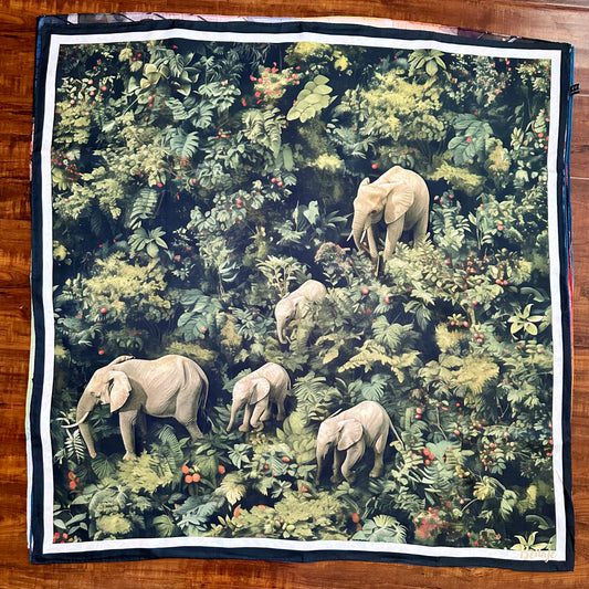 35" Square Scarf - Elephant