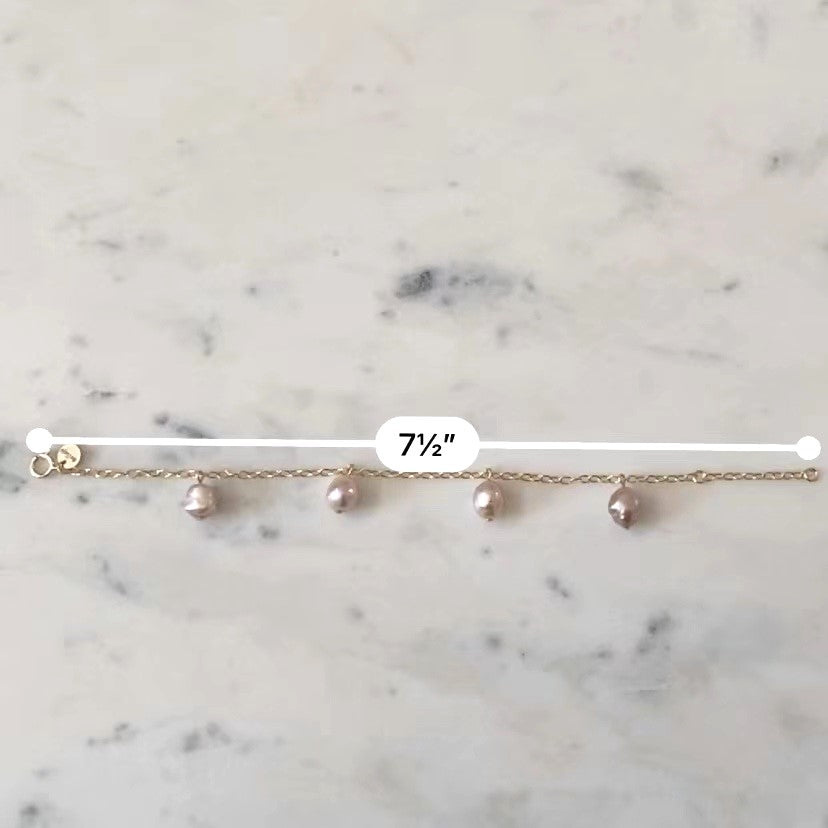 Romance - Pink Freshwater Pearl Station Gold Filled Bracelet