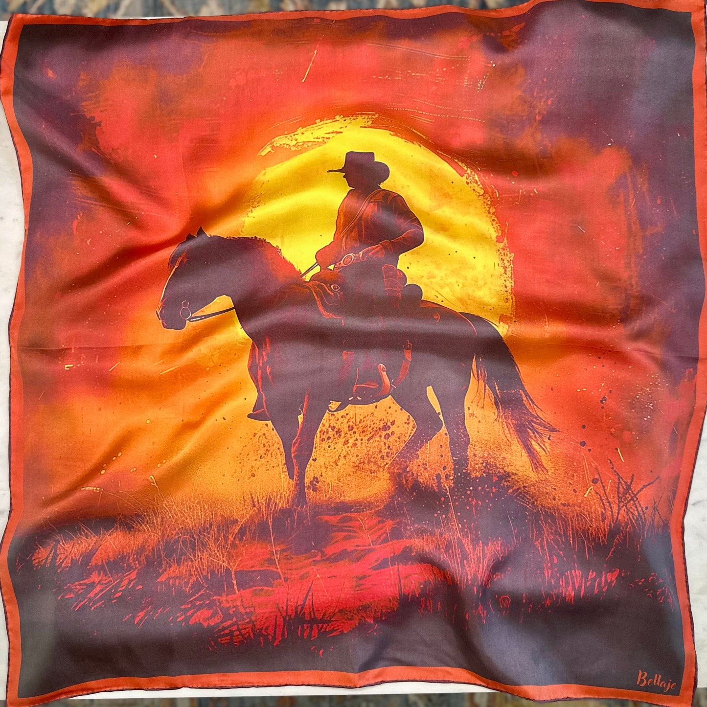 27" Square Scarf - Western Cowboy