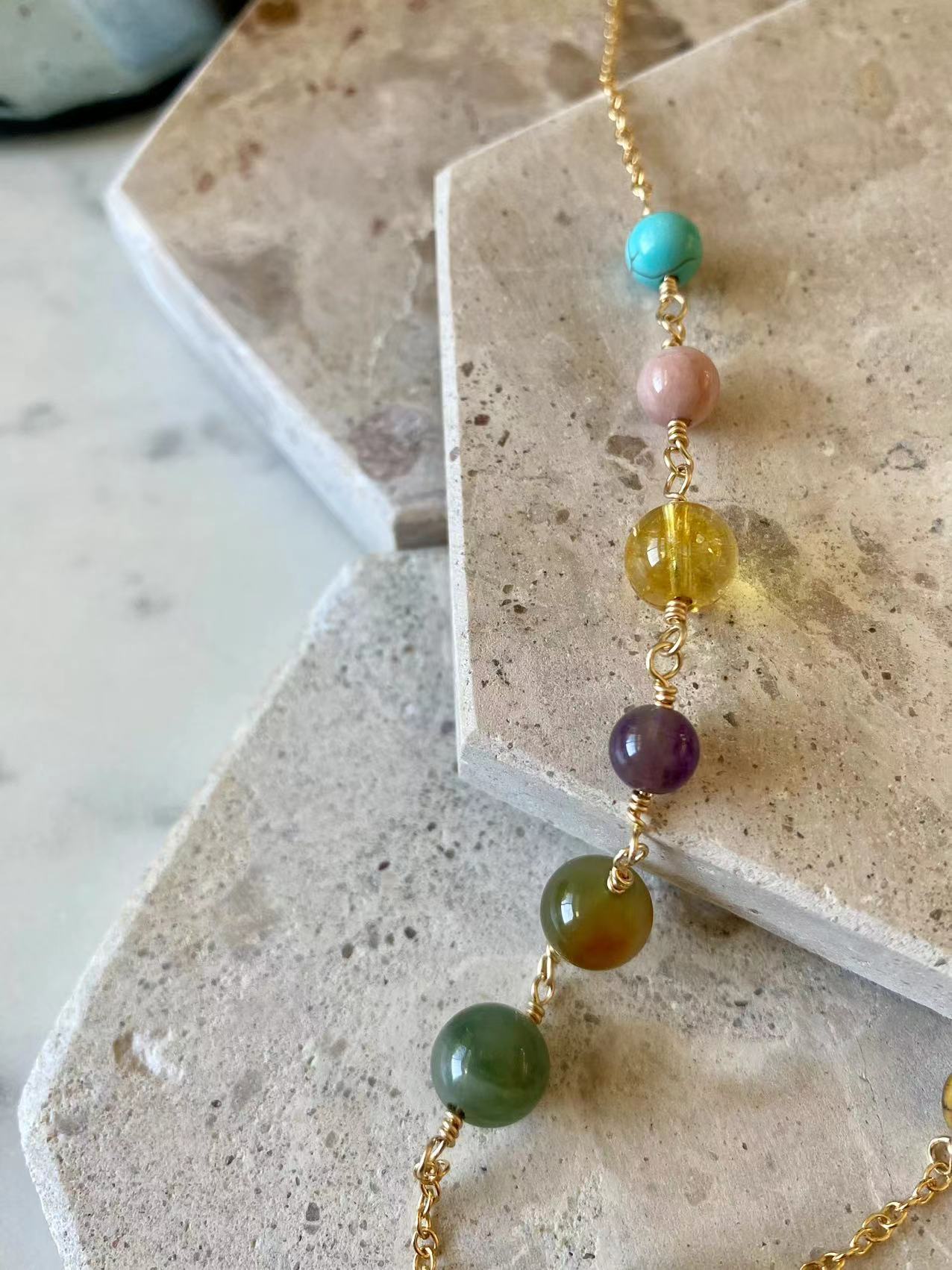 Dopamine - Multiple Natural Gemstone 14K Gold Filled Necklace