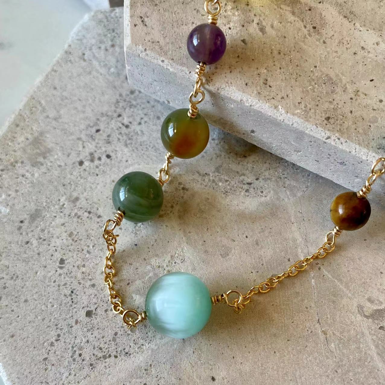 Dopamine - Multiple Natural Gemstone 14K Gold Filled Necklace