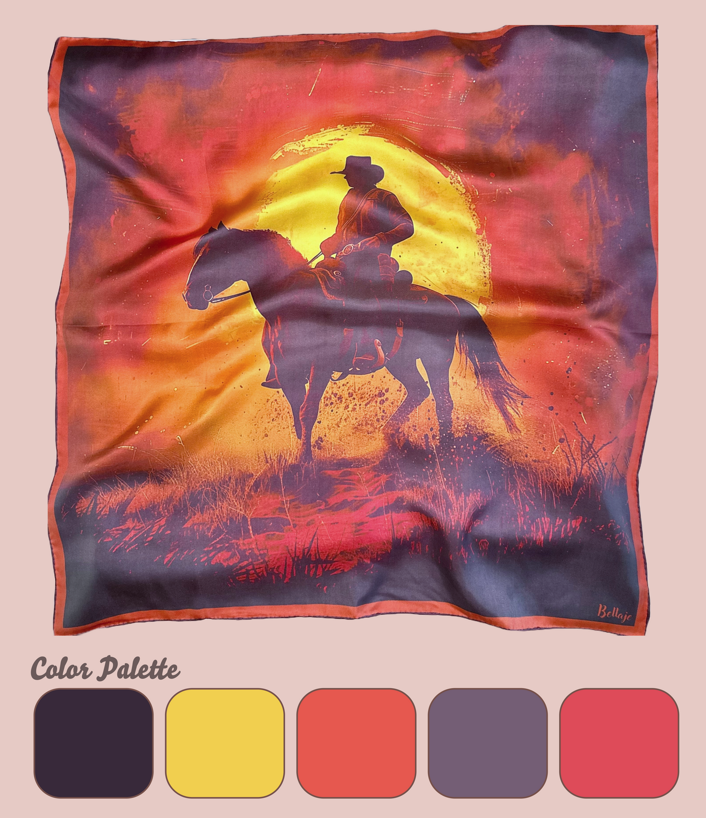 27" Square Scarf - Western Cowboy